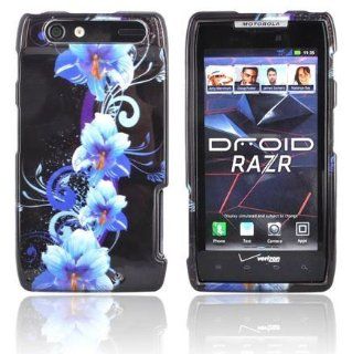 Motorola Droid Razr Maxx XT913   Blue Flower Hard Plastic Case Cover Skin [Acces Cell Phones & Accessories