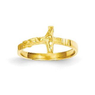 14k Yellow Gold Childs Crucifix Ring. Metal Wt  0.83g Jewelry