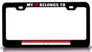 MY HEART BELONGS TO SYRIA Country Flag Steel Metal License Plate Frame Bl. # 5 Automotive