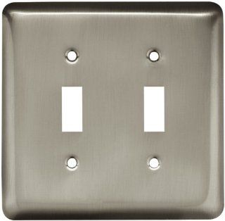 Brainerd 64093 Stamped Round Double Switch Wall Plate / Switch Plate / Cover, Satin Nickel   Cover Plates Electrical  