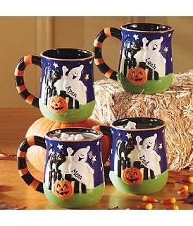 Personalized Halloween Mug Set of 4 Kitchen & Dining