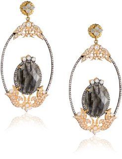 Sara Weinstock "French Lace" Labradorite Gold Earrings Jewelry