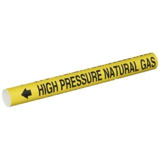 Brady 4194 A Bradysnap On Pipe Marker, B 915, Black On Yellow Coiled Printed Plastic Sheet, Legend "High Pressure Natural Gas" Industrial Pipe Markers