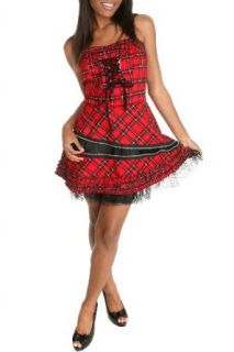 Hell Bunny Red And Black Plaid Zipper Dress Size  Large