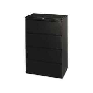 800 Series Four Drawer Lateral File, 36w x 19 1/4d x 53 1/4h, Black   Lateral File Cabinets