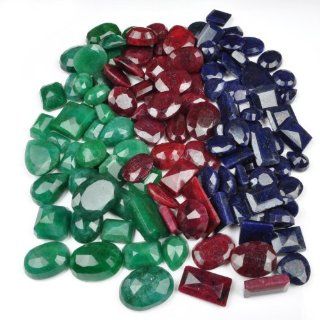 Natural 945.00 Ct+ Precious Emerald(Brazil), Ruby(Africa) & Blue Sapphire(India) Mixed Shape Loose Gemstone Lot Jewelry