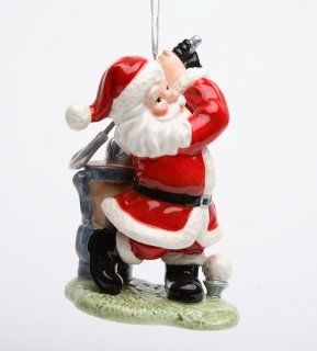 Fine Porcelain Christmas Figurine Collectible   Golf Santa Ornament   Golfing  