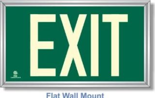 Photoluminescent Exit Sign Green   Framed Flat Wall Mount (W/Arrow Kit)   Commercial Lighted Exit Signs  