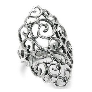925 Sterling Silver Scroll Filigree Ring Jewelry