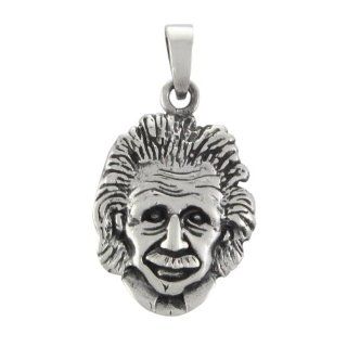WithLoveSilver Solid Sterling Silver 925 Albert Einstein Head Pendant Jewelry