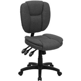 Flash Furniture GO 930F GY ARMS GG Mid Back Gray Fabric Multi Functional Ergonomic Task Chair with Arms   Desk Chairs