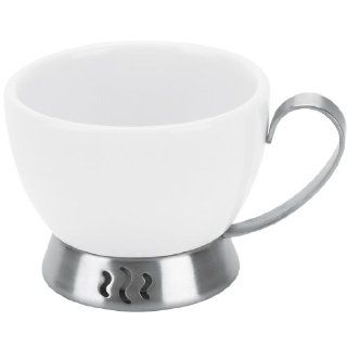 Trudeau Bianca 3 Ounce Espresso Cup, White Porcelain and Stainless Steel Kitchen & Dining