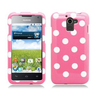 Aimo HWM931PCPD304 Trendy Polka Dot Hard Snap On Protective Case for Huawei Premia M931   Retail Packaging   Light Pink/White Cell Phones & Accessories