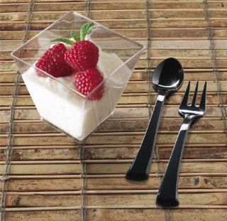 Petite Elegant Mini Tasting Appetizer Spoons 50 Per Pack Black Kitchen & Dining