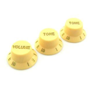 Yellow PKG3 VOLUME TONE CONTROL KNOBS FOR FENDER STRAT Guitar Musical Instruments