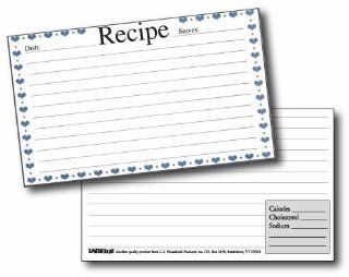3" X 5" Blue Heart Recipe Cards with Protective Covers Kitchen & Dining