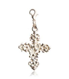 emma+match, embellished silver cross with snap link hooks to be used as chain  or key ring pendant Locket Necklaces Jewelry