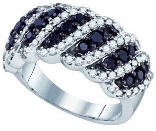 10K White Gold 1.46 Ct Black Diamond Engagement Wedding Band Jewelry