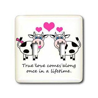 3dRose LLC lsp_6286_2 True Love Comes Along Once in a Lifetime Cute Happy Cows Design Double Toggle Switch   Switch Plates  