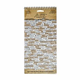 Seasonal Chitchat Word Stickers by Tim Holtz Idea ology, 942 Stickers, Various Sizes, White and Kraft Matte Cardstock, TH93050