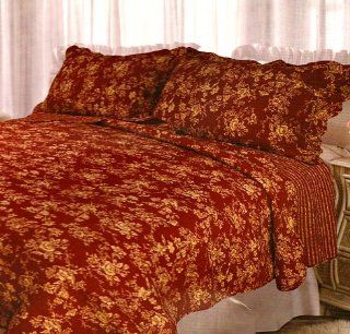 French Country Kate Red Toile King Quilt Set  