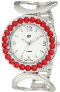 Golden Classic Women's 943_Red Spotlight Oversized Rhinestone Encrusted Watch Watches