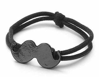 Stretchable Cord Bracelet with Large Mustache Design (Black) Jewelry
