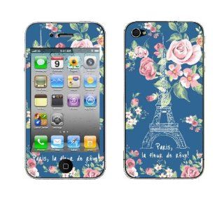 JBG Iphone 4/4S Body Decal Fashionable Sticker Front and Back for Apple iPhone 4 4S 4G Eiffel Tower Flowers Cell Phones & Accessories