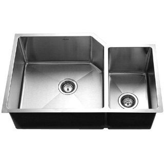 Houzer HDR 3015 Homestead 32 1/2 by 20 3/4 Inch 80/20 Double Bowl Undermount Stainless Steel Sink with Right Side Prep Sink    