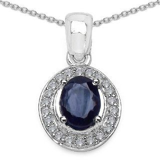 1.22 ct. t.w. Blue Sapphire and White Topaz Pendant in Sterling Silver Pendant Necklaces Jewelry