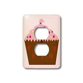 3dRose lsp_43765_6 Large Pink Cupcake with Sprinkles 2 Plug Outlet Cover   Outlet Plates  