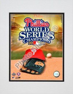 Philadelphia Phillies "2008 World Series Champions Team Logo" Double Matted 8" x 10" Photograph (Unframed)  Sports & Outdoors