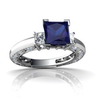 Lab Sapphire 14kt White Gold engagement Ring Jewelry
