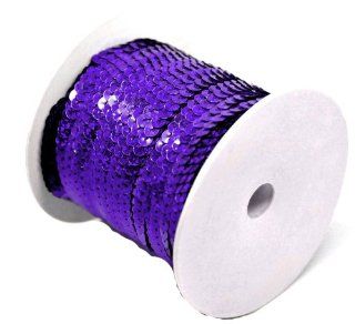 Sequins Trim Spool String Flat Bling Purple 6mm Dia (2/8") 1 Roll (Approx 75 Yards)