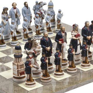 American Civil War Luxury Chessmen from Italy & Greenwich Street Chess Board. Giant Size King 5 5/8" Toys & Games