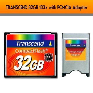 TRANSCEND 32GB 133x Compact Flash Card with Transcend PCMCIA Adapter Computers & Accessories