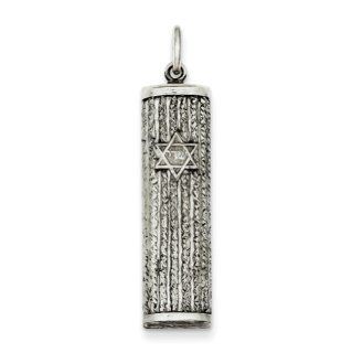 Sterling Silver Antiqued Mezuzah Pendant, Best Quality Free Gift Box Satisfaction Guaranteed Pendant Necklaces Jewelry