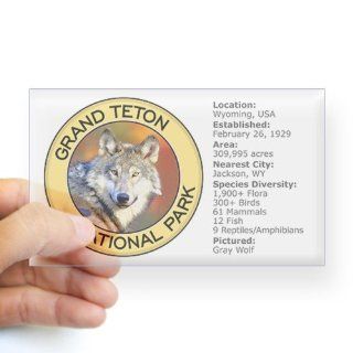 Grand Teton NP Wolf Rectangle Sticker Sticker Rectangle   Standard   Wall Decor Stickers