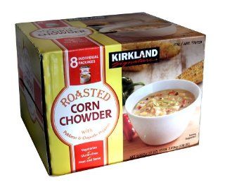 Kirkland Signature Roasted Corn Chowder with Poblano & Chipolte Peppers 8 Packs  Packaged Chowders Soups  Grocery & Gourmet Food