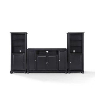 Alexandria 60" TV Stand and Two 60" Audio Piers in Black   Television Stands