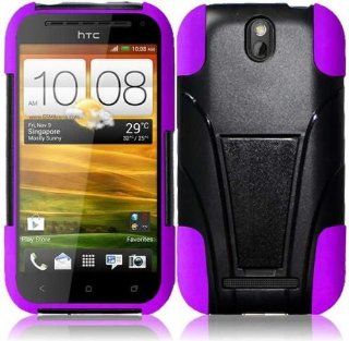 HTC One SV ( Boost Mobile , Cricket ) Phone Case Accessory Sensational Purple Dual Protection Impact Hybrid Cover with Free Gift Aplus Pouch Cell Phones & Accessories