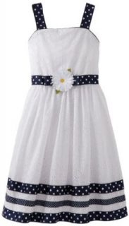Sweet Heart Rose Girls 7 16 Plus Size Eyelet Daisy Dress, White/Blue, 14.5 Special Occasion Dresses Clothing