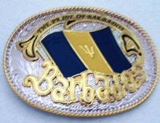 Nation Country Flag West Indies Barbados Caribbean Island Gold and Silver Toned Belt Buckle.  Other Products  