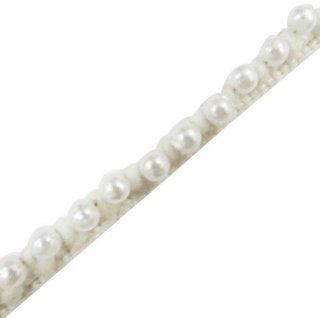 Thin White Pearl Beaded Fringe Trim Sewing Decorative Lace Ribbon Craft 4 Yd