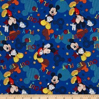 Disney Mickey Mouse Out to Play Tossed Mickey Blue Fabric