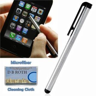 Touch Pen Stylus for your LG Incite, Versa, Xenon   Silver metal body with soft Rubber tip. Includes DBROTH Microfiber Cleaning Cloth Electronics