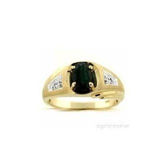 Mens Gold Ring Diamond Sapphire (September Birthstone) 14K Gold Right Hand Rings Jewelry