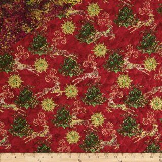 Marblehead Double Sided Quilted Snowflakes & Reindeers Fabric