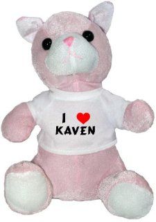 Plush Cat Toy with I Love Kaven t shirt (first name/surname/nickname) Toys & Games