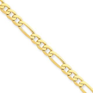 4.7mm, 14 Karat Yellow Gold, Flat Figaro Chain   8 inch Jewelry